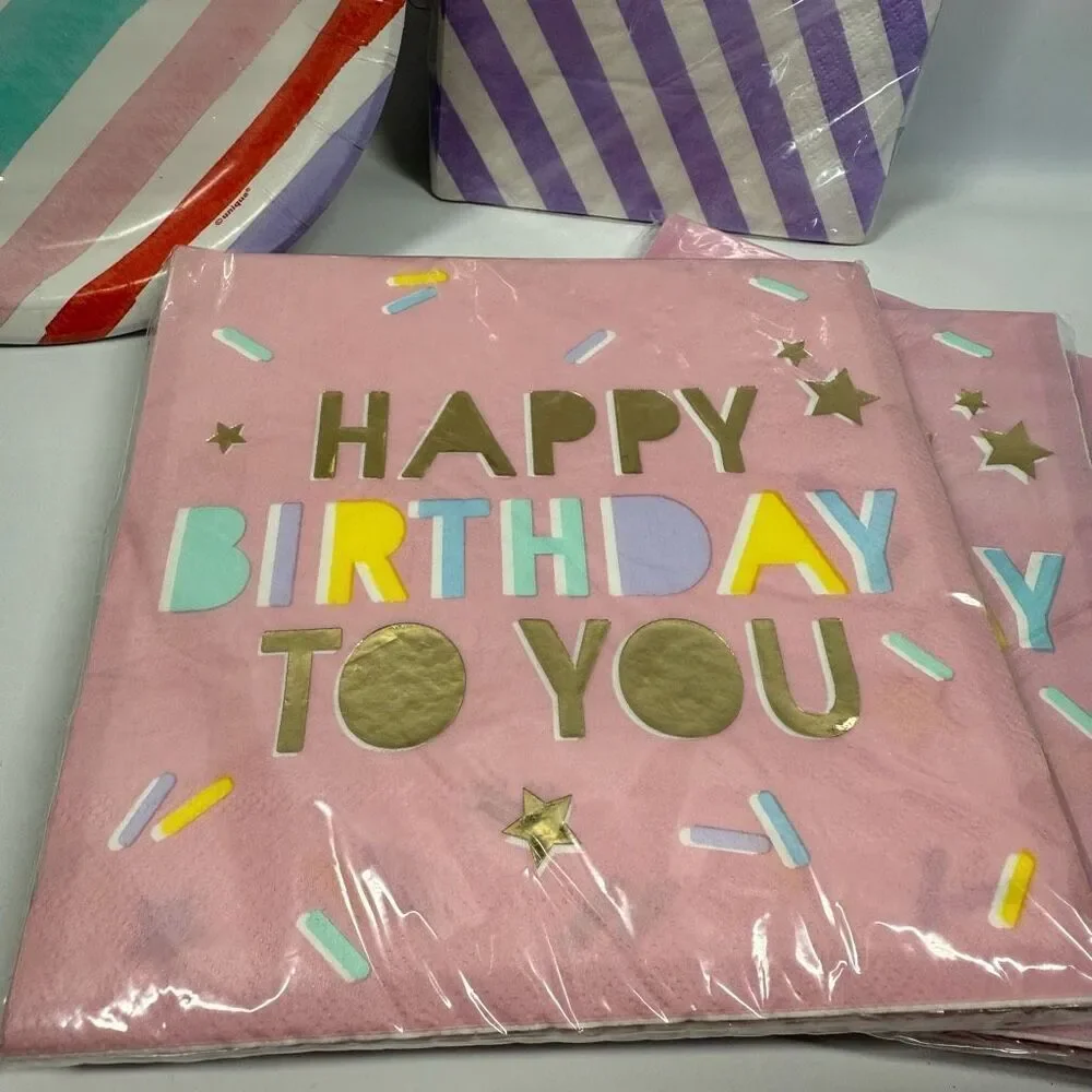 D37.  Party Decorations- 6p party supplies plates napkins candles